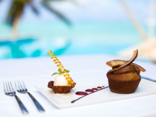 Delicious dessert meals by the pool