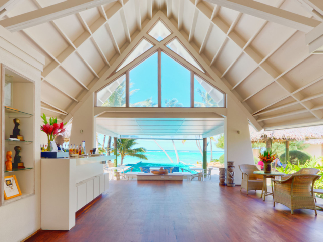 Entranceway view that overlooks the pool and lagoon