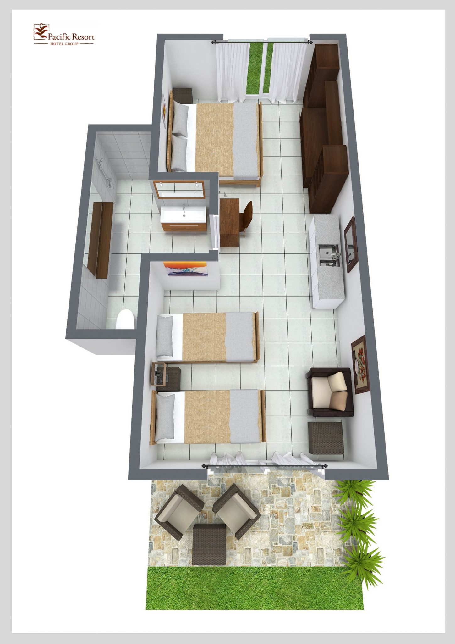 Premium Family Room (Studio Open Plan) - Room Plan
