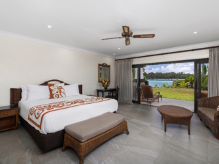 Ground-floor interior of the Premium Beachfront Suite at Pacific Resort Rarotonga