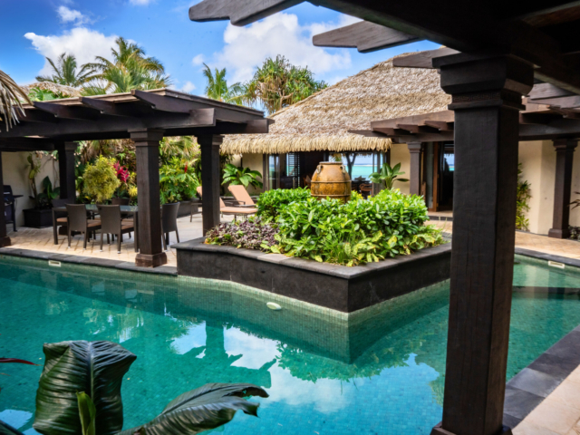Presidential Villa private pool area at Te Manava Luxury Villas Rarotonga