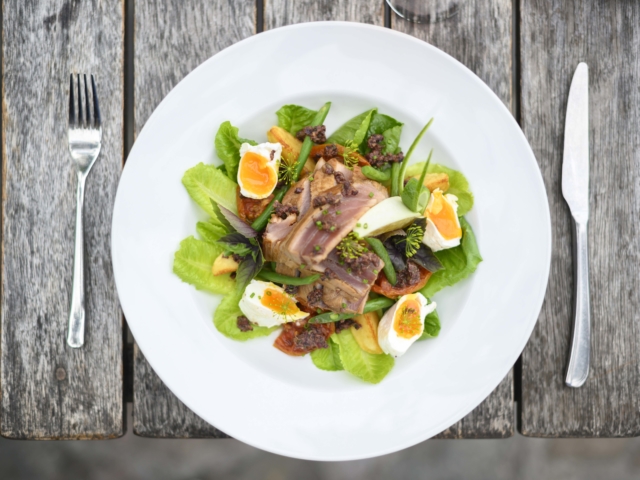 A delicious easy and simple light brunch set up garnished with parsley