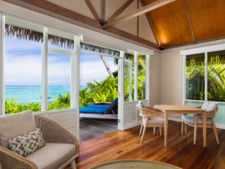 Lagoon view from a Beachfront Bungalow at Little Polynesian Resort Rarotonga