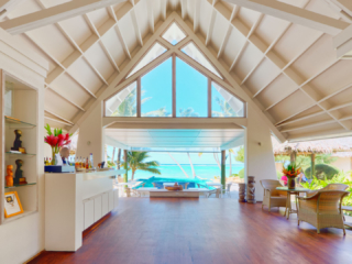 Entranceway view that overlooks the pool and lagoon